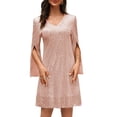 thumbnail image 4 of Vestido COOAN con lentejuelas de encaje formal y coctel para invitadas a la boda, 4 of 8