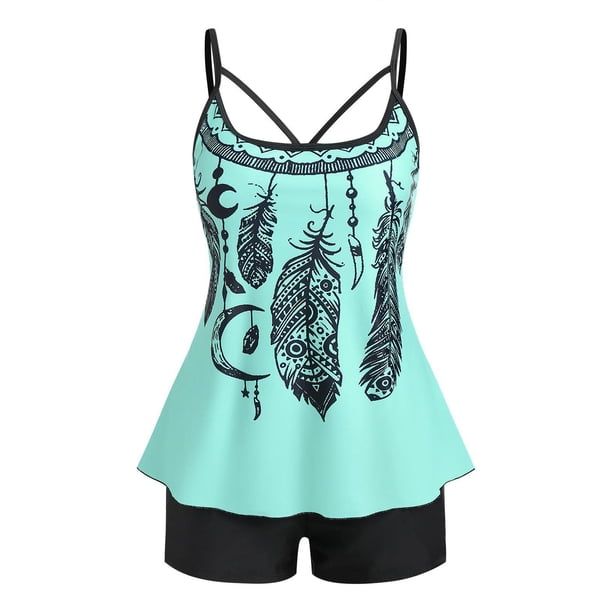 Tankini de Talla Extra con Estampado de Dreamcatcher Rosegal Cárdigans de talla grande