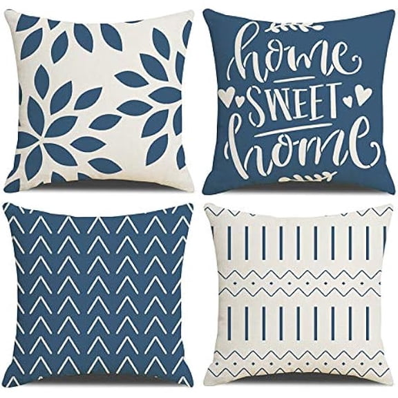 Eryueer Cushion Covers,Cushion Covers 40 x 40 set of 4 Light Blue Square Throw Pillow Case cushion covers 16x16 4Pack For Outdoor Patio Garden Blench Living Room Sofa Farmhouse Decor