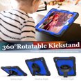 thumbnail image 6 of 3 Layer Case for iPad 10.2 Inch 9th/8th/7th 2021/2020/2019, for Kids Heavy Duty Protective Case with Screen Protector & Stylus Holder & 360 Rotating Stand and Hand/Shoulder Strap Cover, Blue+Black, 6 of 7