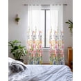 thumbnail image 3 of Pink Flowers Sheer Curtains 63 Inch Length 2 Panels Set for Living Room/Bedroom, Spring Floral Daisy Farmhouse Pastoral Botanical Kitchen Curtains Grommet Curtains Window Treatments 42"x63"x2, 3 of 7