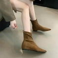 thumbnail image 5 of Tawop women's Boots Mid-Calf Low Heel Winter Pointy Toe Suede Fall Boots, 5 of 7