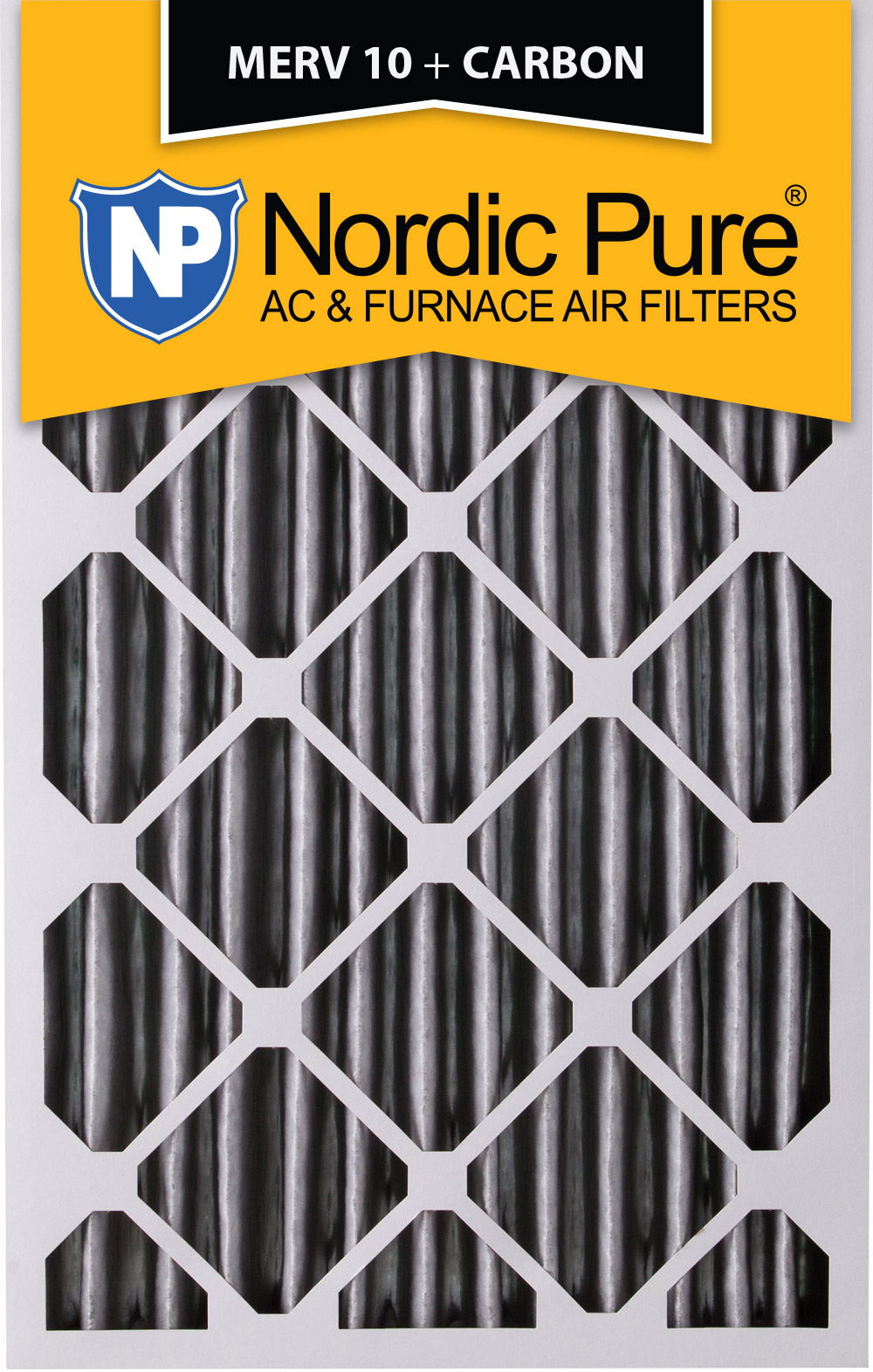 16x25x4 (3 5/8) Furnace Air Filters MERV 10 Pleated Plus Carbon Qty 1