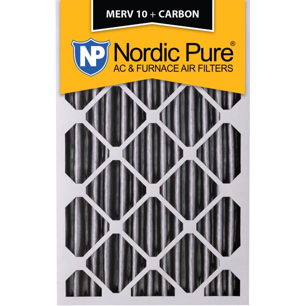 16x25x4 (3 5/8) Furnace Air Filters MERV 10 Pleated Plus Carbon Qty 1