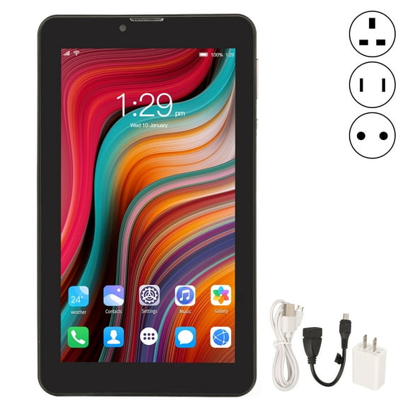 7 Inch Calling Tablet for Android 10.0 Expandable Up To 128GB 4GB 32GB Octa Core 1960x1080 6000mAh Tablet 100?240V Black