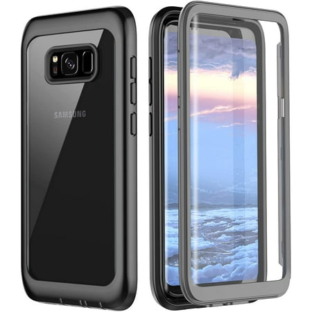 TRAHOO-Samsung Galaxy S8 Case, Full Body Bumper Case Built-in Screen Protector Slim Clear Shock-Absorbing Dustproof Lightweight Cover Case for Samsung Galaxy S8 (Grey/Clear)