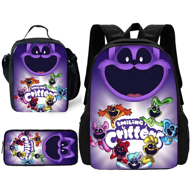 Conjunto de 3 piezas de Smilings Critters para niños y niñas, mochila escolar con bolsas de almuerzo, bolsas de lápices, mochilas escolares, el mejor regalo