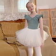 thumbnail image 4 of LYMAYTER Toddler 2PC Ballet Leotard Set Girls Short Sleeve Leotard Tutu Skirt Exam Performance Suit 3-11Y, 4 of 8