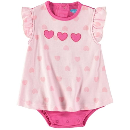 Bon Bebe Girls 0-9 Months Printed Flutter Sleeve Sunsuit (Pink 6/9 Months)