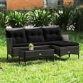 thumbnail image 5 of Costway 3 PCS Patio Rattan Furniture Set 3-Seat Sofa Cushioned Table Garden Black, 5 of 12