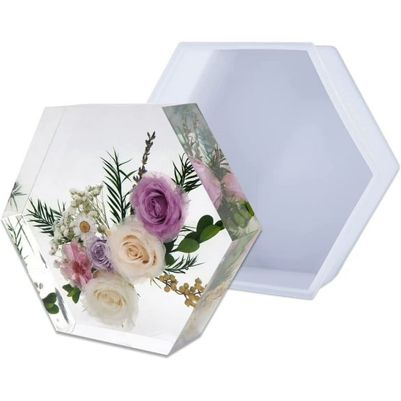 Large Silicone Molds for Resin, Actvty Large Resin Molds, 9 Inch Upgraded Hexagon Silicone Molds for Flowers Preservation, DIY Wedding, Valentine, Anniversary and Home Decors