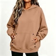 thumbnail image 4 of Hurxie Womens Hoodies Fleece Sweatshirts Long Sleeve Sweaters Pullover Fall Clothes with Pocket Khaki,2XL, 4 of 7