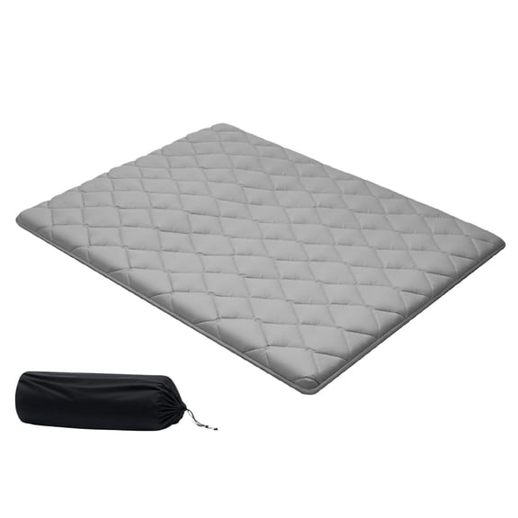 KFFKFF Queen Size Foldable Japanese Tatami Mattress, Futon Mattress with Storage Bag & Fastener, 9-Layer Floor Mat for Sleeping, Dormitory, Meditation, Yoga, 80 x 60 x 2.5 in, Gray