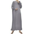 thumbnail image 2 of Gspmoly Robes d'Été, Jupe Longue Ajustée au Tempérament Contrasté pour Femmes avec Empiècement en Feuille d'Or, Robe Musulmane, Robe, Robes de Vacances pour Femmes en Liquidation, 2 of 6