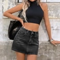 thumbnail image 6 of Ynynlocho Denim Skirt with Shorts Mini Skort Women Trendy High Waisted A-Line Summer Jean Skirts with Pockets, 6 of 7