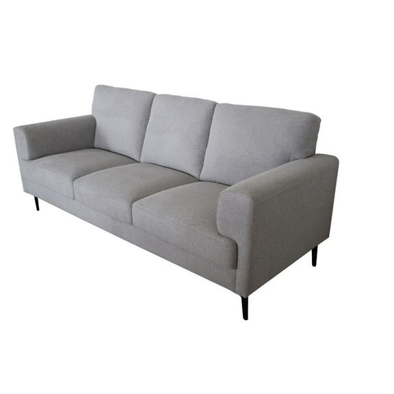 HomeRoots 84" Light Gray Linen And Black Sofa