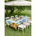 thumbnail image 4 of Outdoor Tablecloth with Umbrella Hole for Patio/Picnic/Party/Camping, Sunflower Gnomes Waterproof Table Cloth Rectangle Table Cover Washable, Summer Botanical Floral Teal Striped (60"x 120"), 4 of 8