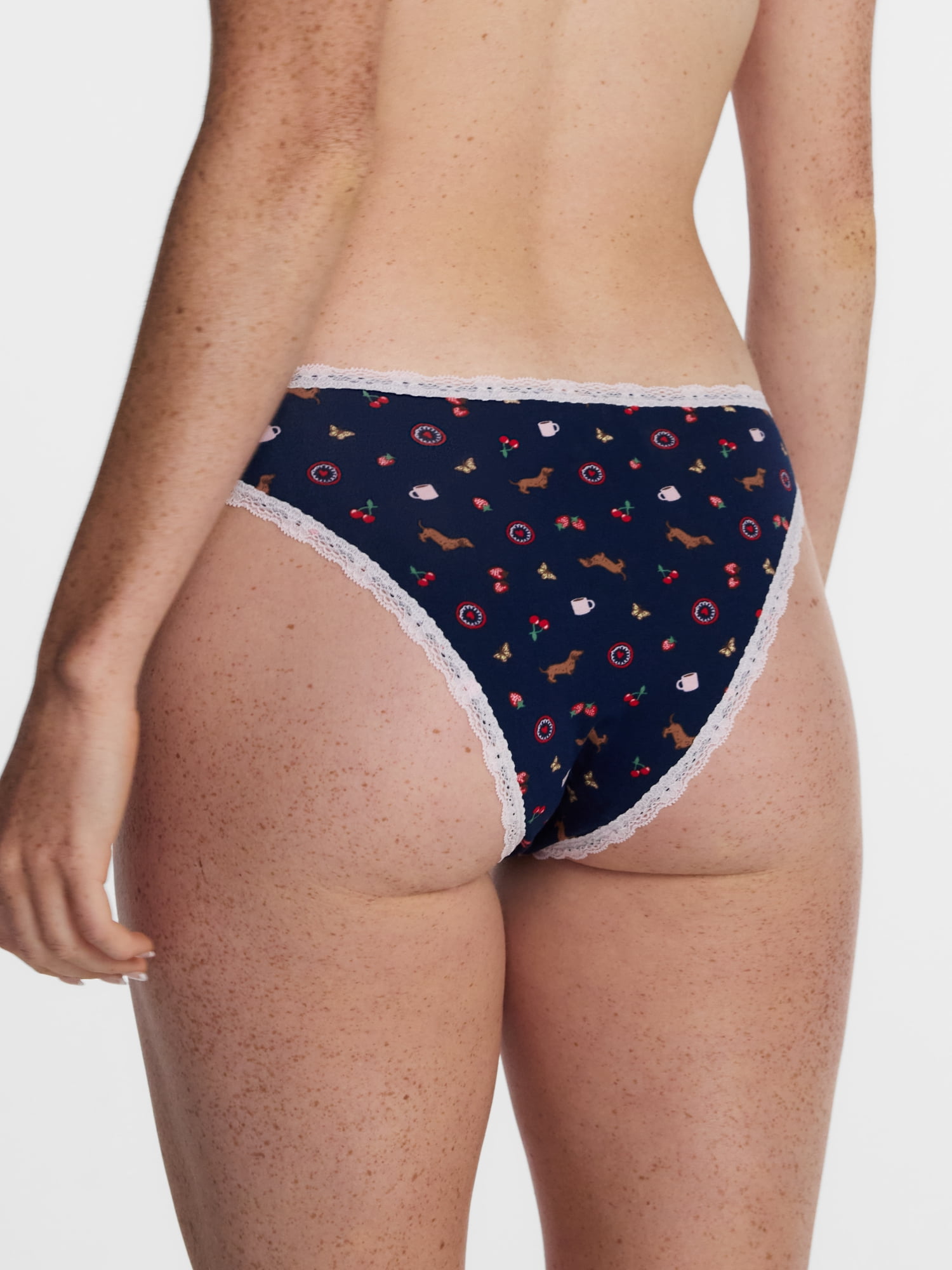No Boundaries Cotton Stretch Cheeky Panties with Lace, 3 Pack, Women's XS-XXXL