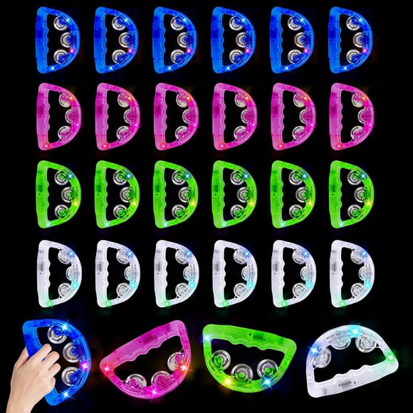 LED Light Up Musical Tambourines: Handheld Music Flashing Tambourine Glow In The Dark Party Supplies - Led Tambourines Percussion