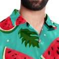 thumbnail image 5 of Watermelon Men's Hawaiian Shirt, Short Sleeve Printed Button Down Beach Casual Tops, Summer Spread Collar Men's Shirts, 5 of 6