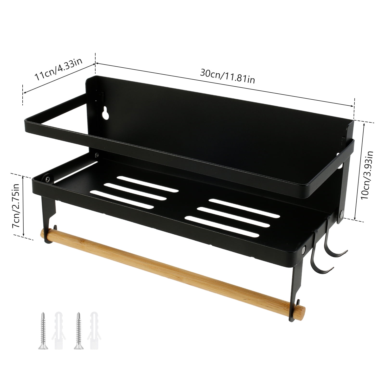 FUYGRCJ Magnetic Spice Rack with Paper Towel Holder Roll and 2 Hooks Magnetic Shelf Foldable Spice Organizer