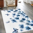 thumbnail image 2 of Navy Blue Floral Area Rugs 4'x6', Washable Small Throw Rugs for Office Bathroom, Spring Flowers Butterflies Watercolor Indoor Outdoor Rug Non-Slip Low Pile Carpet Runner Reversible Floor Mats, 2 of 8