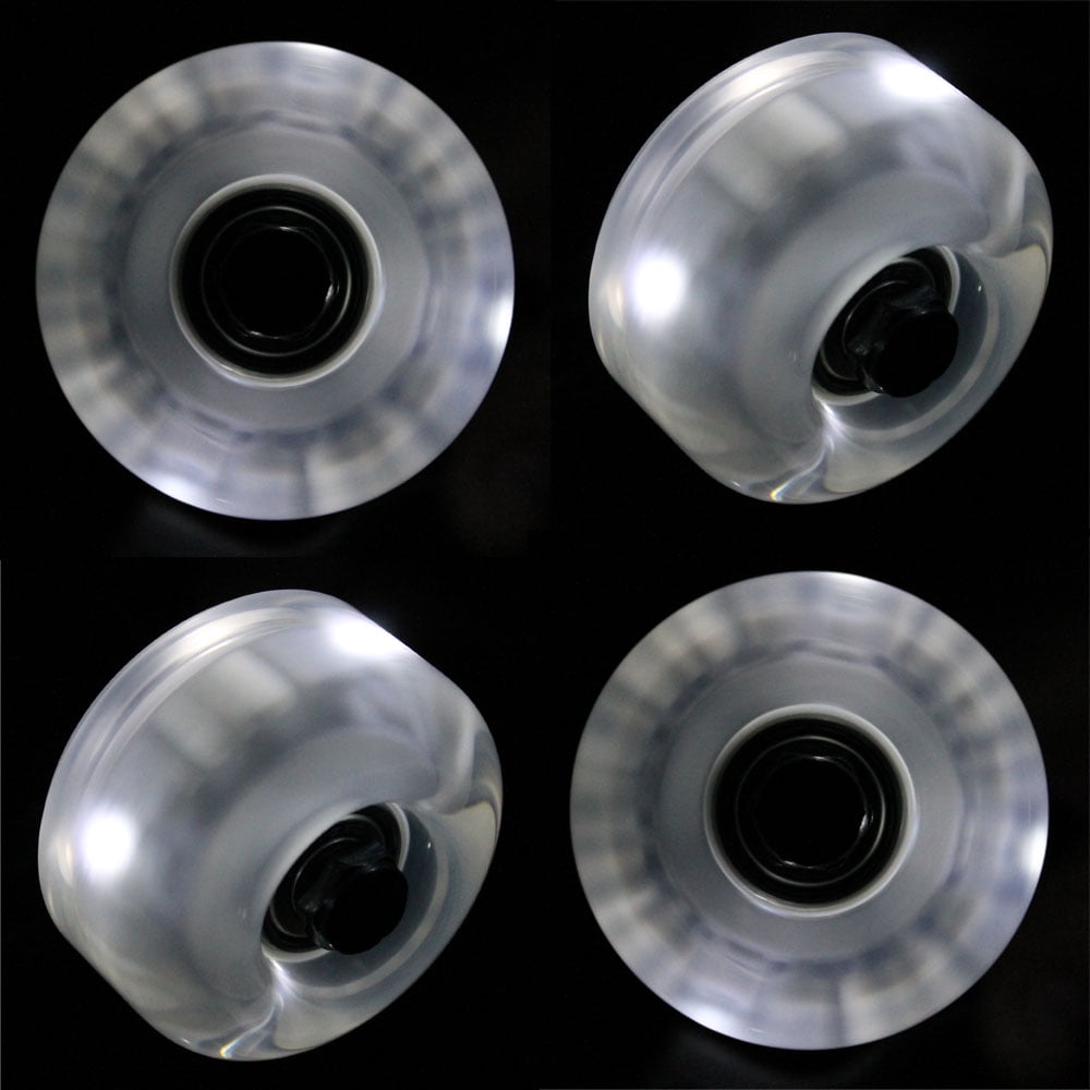LED Skateboard Wheels 54mm WHITE Glow Cruiser Longboard LIGHTS +ABEC 9