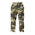thumbnail image 6 of Domuza Men's Plush Warm Pajama Pants Fluffy Soft Fleece Loose Fit Stretch Waist Pj Pants Fall Winter Camo Straight-Leg Lounge Sleep Pants Camel S, 6 of 6