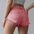 thumbnail image 4 of Oksale Low Rise Jean Shorts for Juniors Lace Up Frayed Hem Distressed Denim Shorts for Women with Pockets Y2K Fashion Clothing Jorts Pink 2XL, 4 of 6