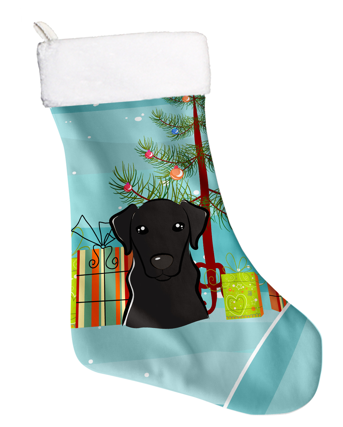 Christmas Tree and Black Labrador Christmas Stocking