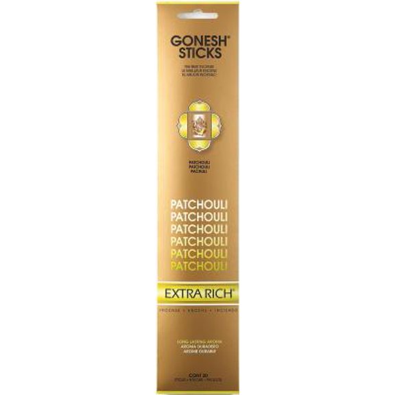 Gonesh Patchouli - PAQUETE DE 20 STICKS - Incienso extra rico de GONESH