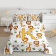 thumbnail image 3 of Manfei Yellow Monogrammed K Bedding Comforter Set, Cute Lion Giraffe Elephant Twin Comforter Sets, Animal Wildlife Reversible Bedding Set, Luxury Bedroom Decor, 2pcs, 3 of 9