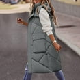 thumbnail image 2 of Lovskoo Womens Winter Coats Quilted Puffer Vest Warm Pocket Hooded Coat Long Jacket Sleeveless Parkas Outerwear Cotton Padded Outerwear Gray, 2 of 6