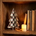thumbnail image 2 of Christmas Wooden Tree Tabletop Decoration, 2-Piece Interlocking Green Plaid Ornament for Mantel Shelf Holiday Decor, 5.82 in, 2 of 4