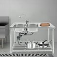 thumbnail image 4 of 201 Stainless Steel Kitchen Sink, 2-Bowl Design with Pull-Out Spray Faucet, 220LBS Capacity, Free Standing for Home, Commercial., 4 of 19