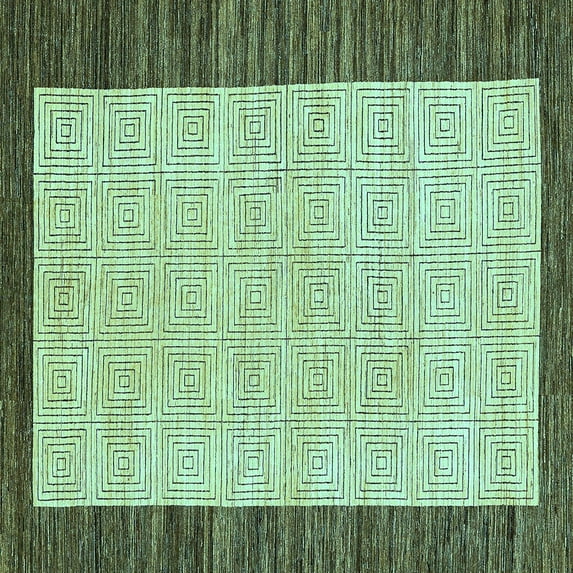 Ahgly Company Indoor Square Oriental Light Blue Modern Area Rugs, 8' Square