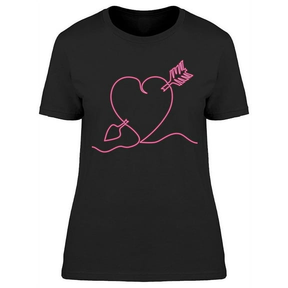 Single Line Heart Pierced Neon  T-Shirt Women -Image by Shutterstock, Female Medium