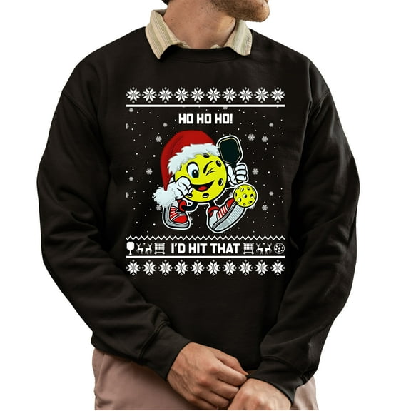 Christmas Sweatshirt, Funny Pickleball Christmas Sweatshirt, Ho Ho Ho Ugly Holiday Jumper, Festive Xmas Gift for Dinking Players & Fans