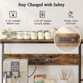 thumbnail image 3 of 31.5" Bakers Rack with Power Outlets, 4-tier Coffee Bar Table, Microwave Stand, 6 S-shaped Hooks, Kitchen Storage Shelf Rack, for Kitchen, Living Room, Rustic Brown, 3 of 8
