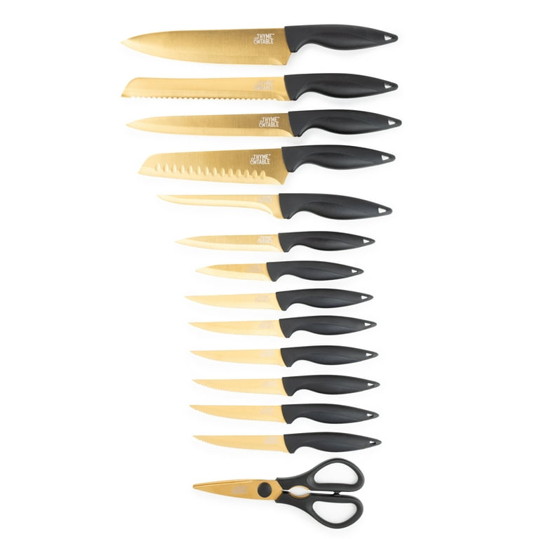 12 Piece Kitchen Knife Set, Thyme and Table