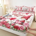 thumbnail image 6 of Castle Fairy Cartoon Gnome 3pcs Twin Sheet Sets,Valentine's Day Twin Fitted Sheet,Pink Rose Breathable Flat Sheet,Microfiber Girls Bedroom Decor, 6 of 7