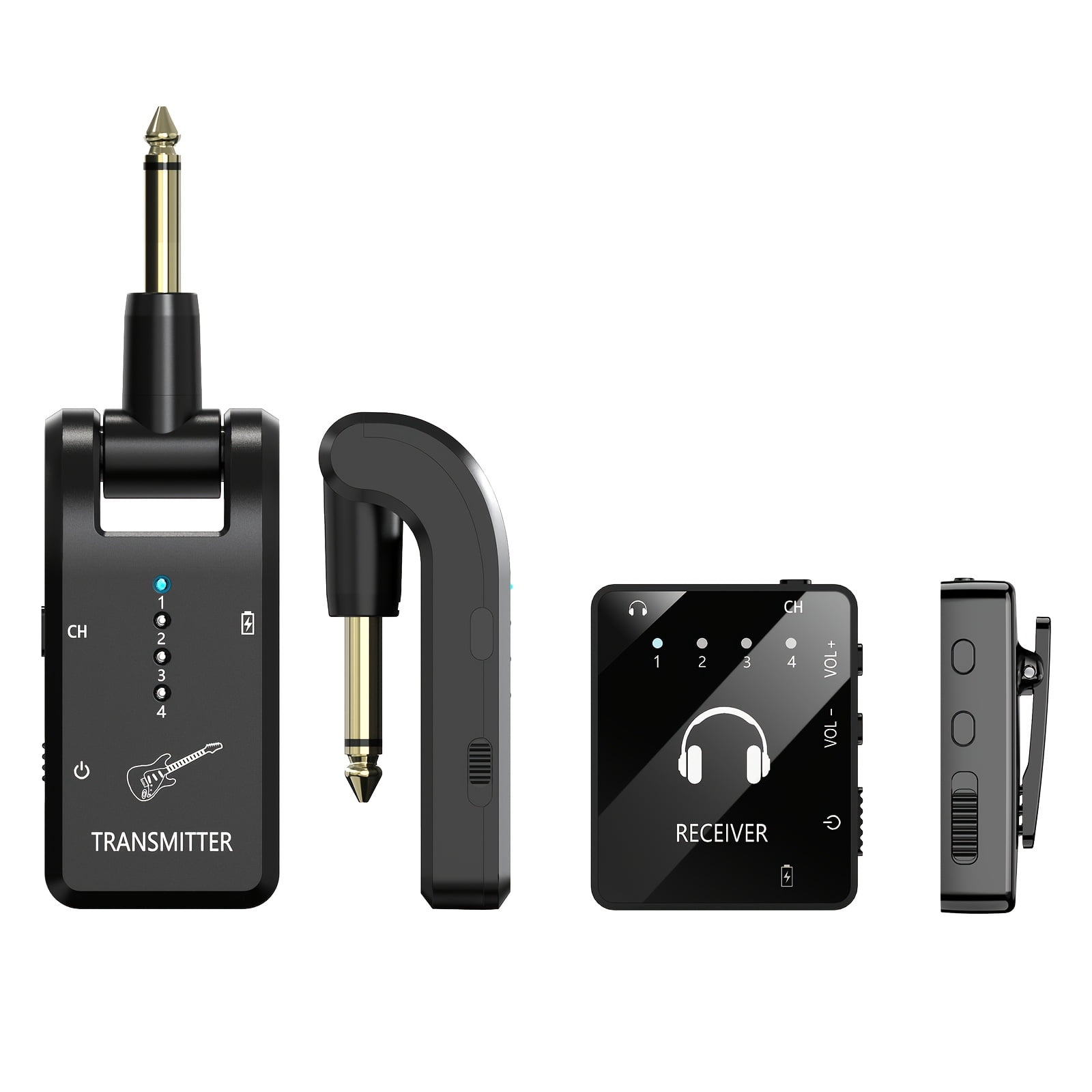 Wireless In-Ear Monitor System with IEM and Transmitter Clip Receiver, Can Be Paired Automatically, for Earphones, Guitars, DJ, Live Performance Supervision