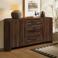 thumbnail image 5 of LuxenHome Modern Walnut Finish Sideboard, Engineered Wood Storage Cabinet with Rounded Corners, 5 of 11
