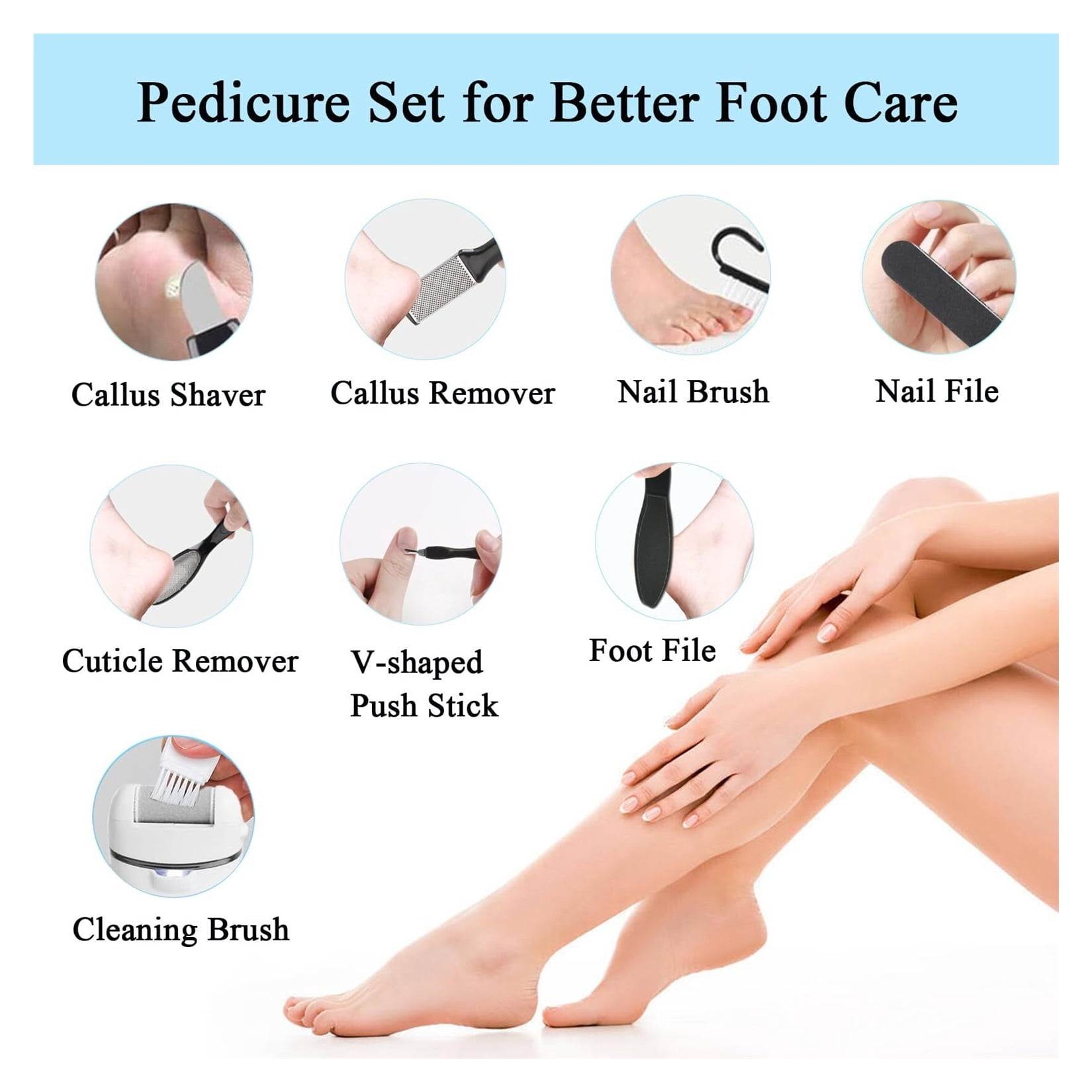Callus Remover for Feet, 13-in-1 Professional Pedicure Tools Foot Care Kit, Foot Scrubber Electric Feet File Pedi for Hard Cracked Dry Dead Skin, 3 Rollers, 2 Speed, Battery Display (Black)