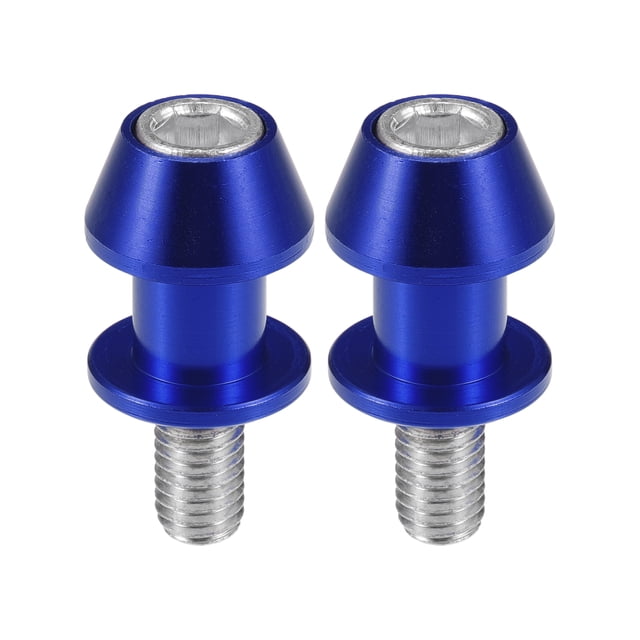 1 Par de Spools de Brazo oscilante de Motocicleta 10mm CNC Spools de Brazo oscilante Deslizadores Soporte Azul