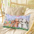 thumbnail image 4 of Easter Bunny Pillow Covers, Linen Long Throw Pillow Case, Cute Rabbits Colorful Eggs Flower Purple Plaid Holiday Pillow Protector Decorative Cushion Cover for Living Room/Bedroom 20" x 30", 4 of 8