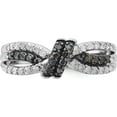 thumbnail image 4 of Sterling Silver Polished Black & White Diamond Knot Ring (Size 7) Made In Thailand qr3024-7, 4 of 5