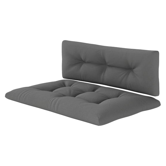 2 Seater Pallet Cushions Outdoor, 3.9" Thick Patio Replacement Cushions - Dark Gray Tufted Design