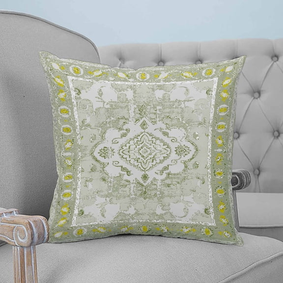 Sage Green Throw Pillow Covers, Soft Pillowcases with Invisible Zipper, Boho Retro Abstract Floral Ethnic Square Pillow Cushion Covers for Living Room Couch Sofa Bed 26x26 Inches