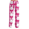 thumbnail image 4 of Easter Pajamas Women Drawstring Wide Leg Casual Pjs Funny Bunny Print Comfy Stretch Waist Pants (Hot Pink,L), 4 of 7